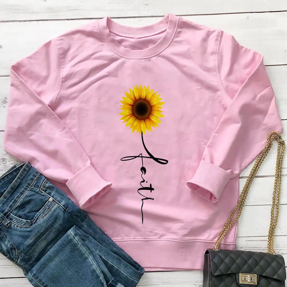 Fashionable Faith Sunflower Sweatshirt for Women