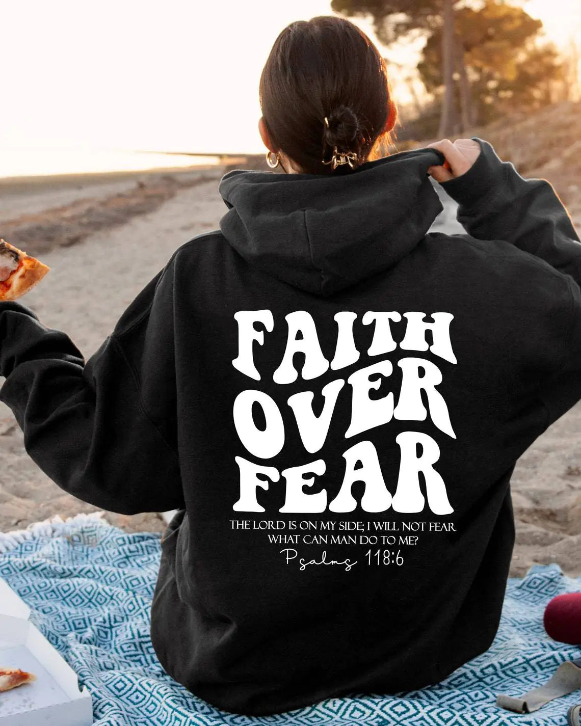Faith Over Fear Christian Sweatshirt with Bible Verse