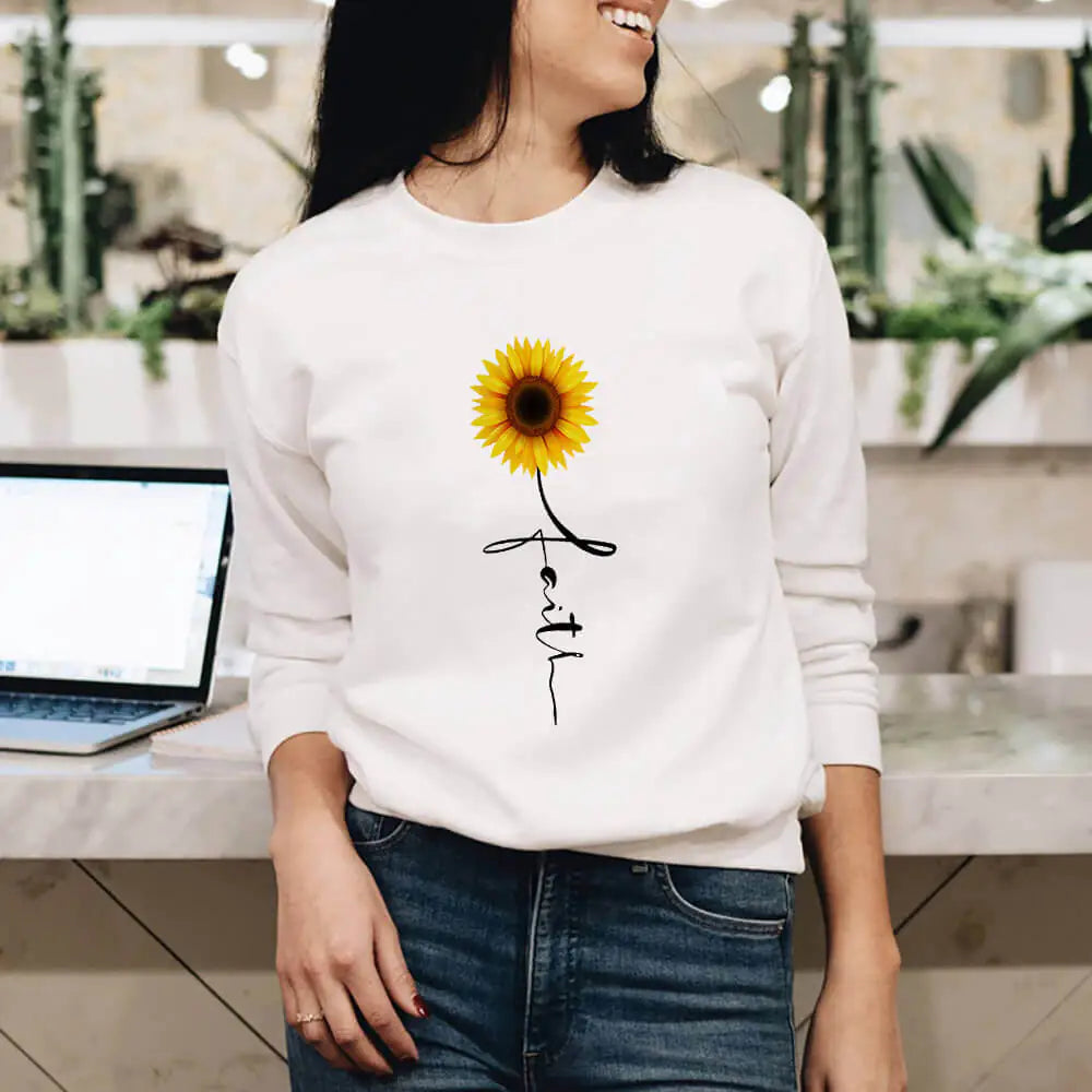 Fashionable Faith Sunflower Sweatshirt for Women