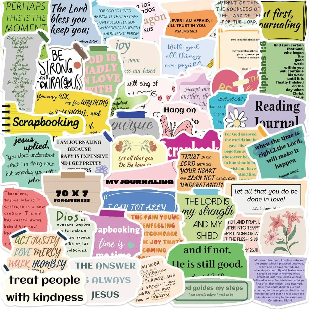 50PCS Jesus Quote Notes StickersBible Journaling StickersWaterproof Vinyl Faith Stickers for Water Bottles Laptop Journal