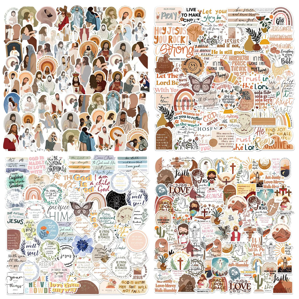200PCS Inspirational Christian Stickers for Water Bottles Religious Faith Bible Verses Jesus Stickers for Laptops Phone Cases Journaling