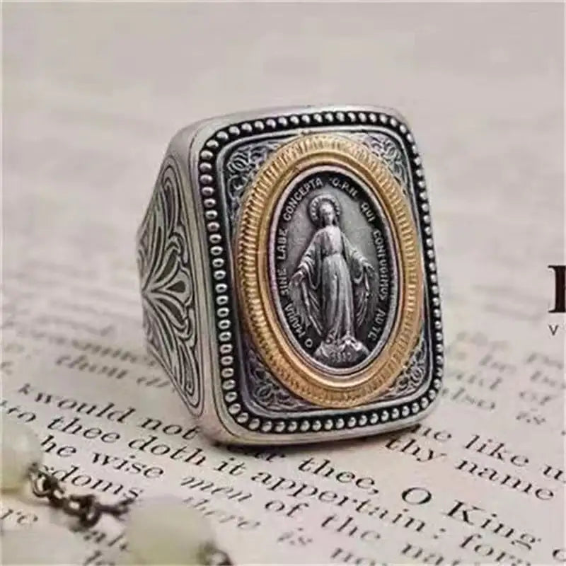 925 Silver Handmade Retro Faith Ring with Ancient Coins